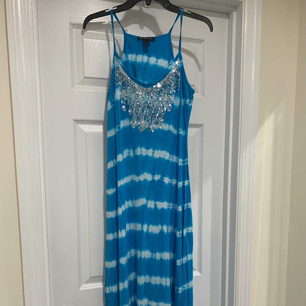 INC Turquoise/White Tie Dye Dress